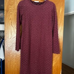 Hello MIZ Maroon Long Sleeve Maternity Dress